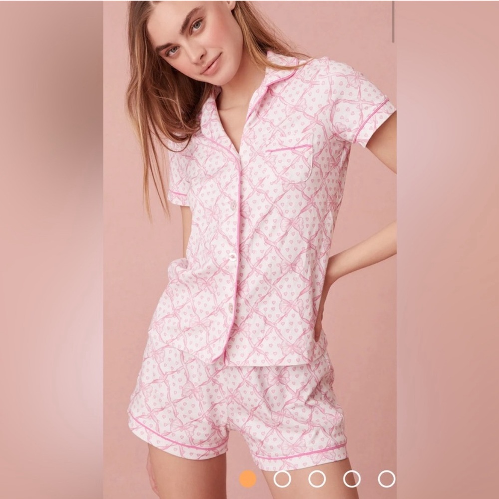 Roller Rabbit X LoveShackFancy Baby Bow Hearts Women's Polo Pajama in Size XXS